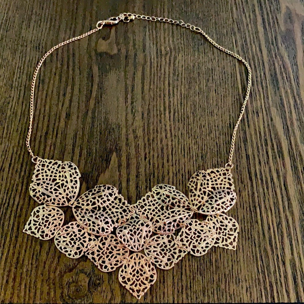 Gold colored statement necklace
